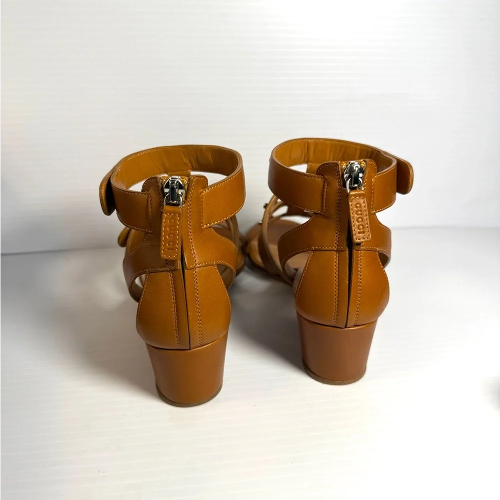 Gucci Gladiator Brown Leather Sandal Shows Size EU 37.5 or 7.5 NWT - Picture 12 of 16